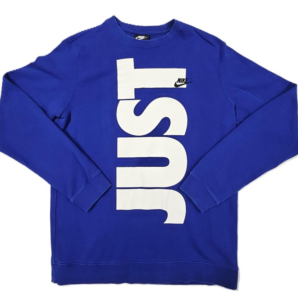 Nike Just Do It Crewneck Sweatshirt Blue White Logo Print Men’s M